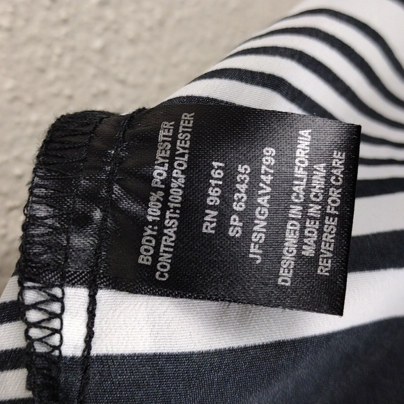 Bebop Black White Multi Pattern Scoop High Low Neck Knee Length Sheath Dress - Picture 8 of 13